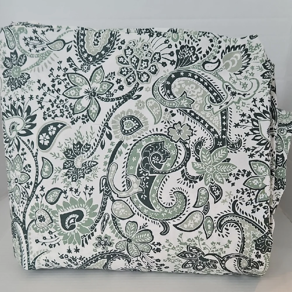 IKEA Rodgersia Floral Paisley Green White King Pillow Sham Duvet Set